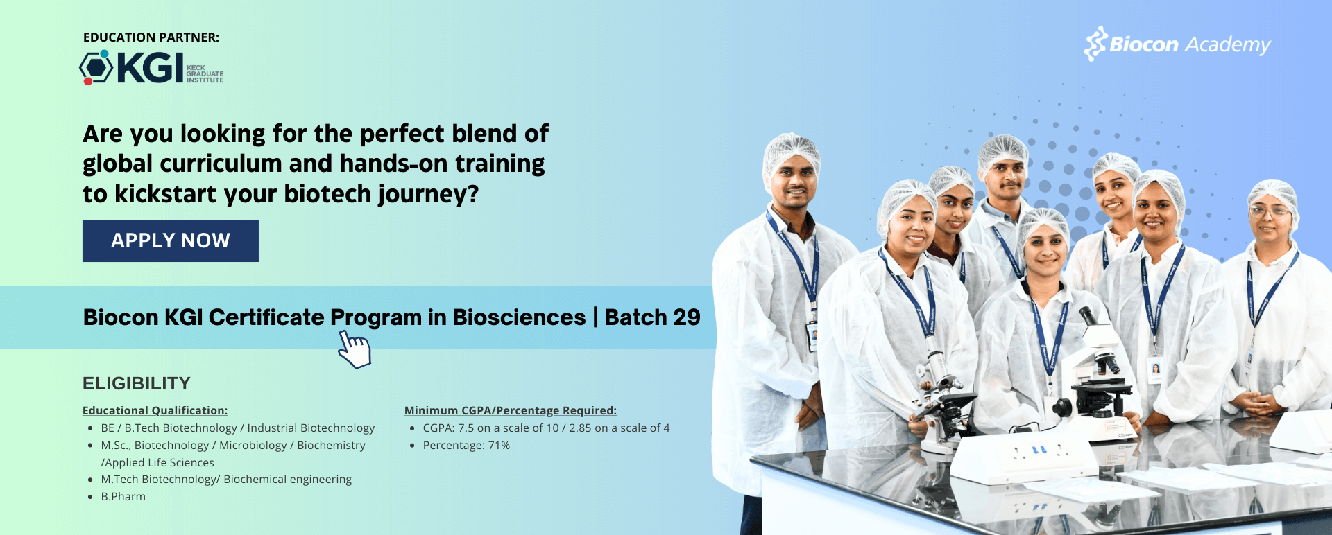 Biocon program banner